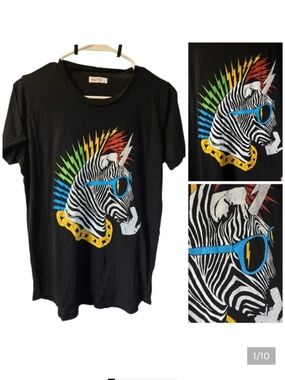 Lauren Moshi Edda Rainbow Zebra tee